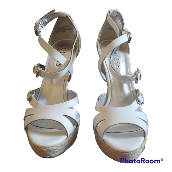 GUESS Marciano White Platform High Heel Sandals Shoes - Size 5 / 35 - Picture 3 of 5